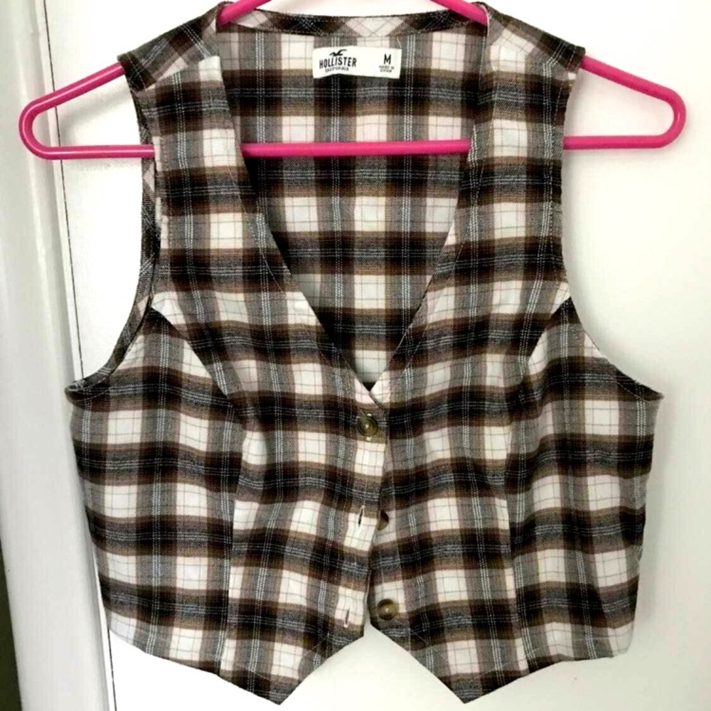 Hollister brown argyle vest